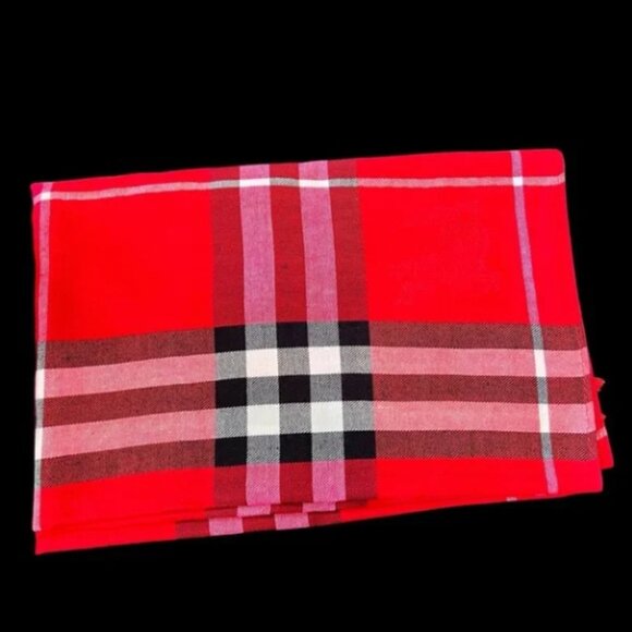 Burberry Red and Black Checkered Scarf - Picture 4 of 9